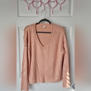 Pink V-Neck Women's Sweater